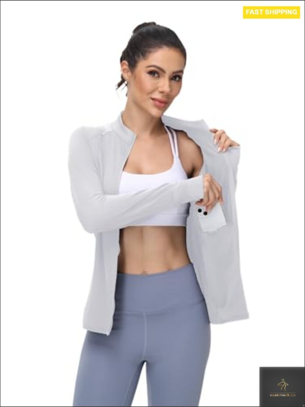 UPF 50+ Long Sleeve Full Zip Jacket Lightweight Athletic Sun Protection Hiking - Picture 3 of 7